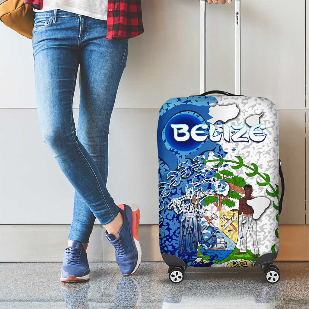 The Deep Heart Of Belize Luggage Cover Belize Abstract Heritage Ocean Blue Splash Art DT02