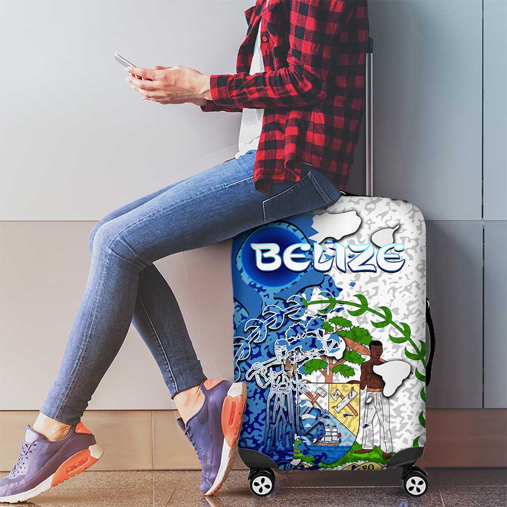 The Deep Heart Of Belize Luggage Cover Belize Abstract Heritage Ocean Blue Splash Art DT02