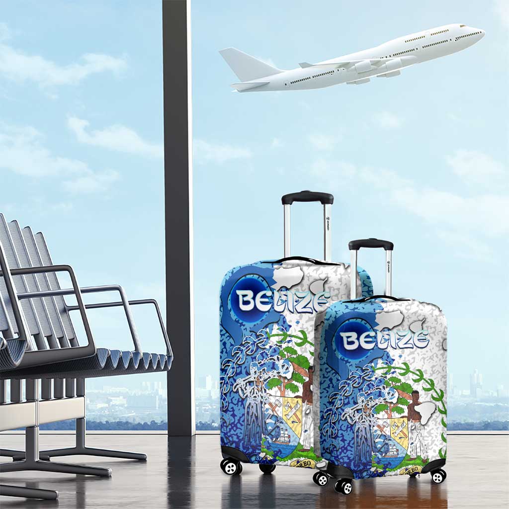 The Deep Heart Of Belize Luggage Cover Belize Abstract Heritage Ocean Blue Splash Art DT02