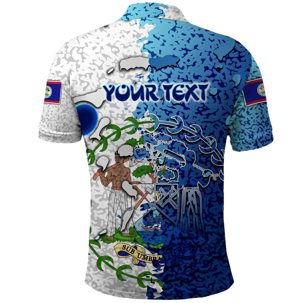 The Deep Heart Of Belize Polo Shirt Belize Abstract Heritage Ocean Blue Splash Art DT02