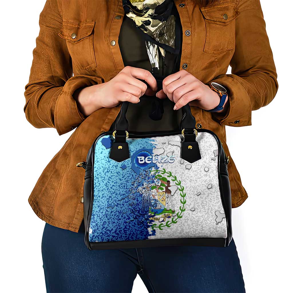 The Deep Heart Of Belize Shoulder Handbag Belize Abstract Heritage Ocean Blue Splash Art DT02