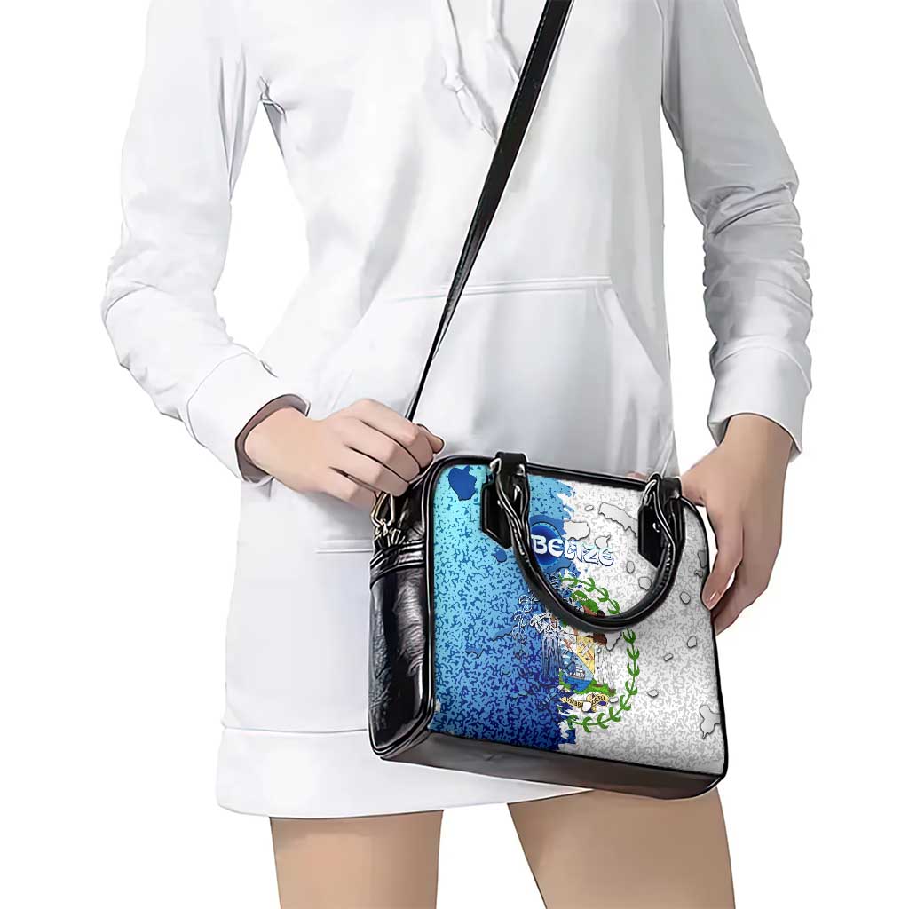 The Deep Heart Of Belize Shoulder Handbag Belize Abstract Heritage Ocean Blue Splash Art DT02