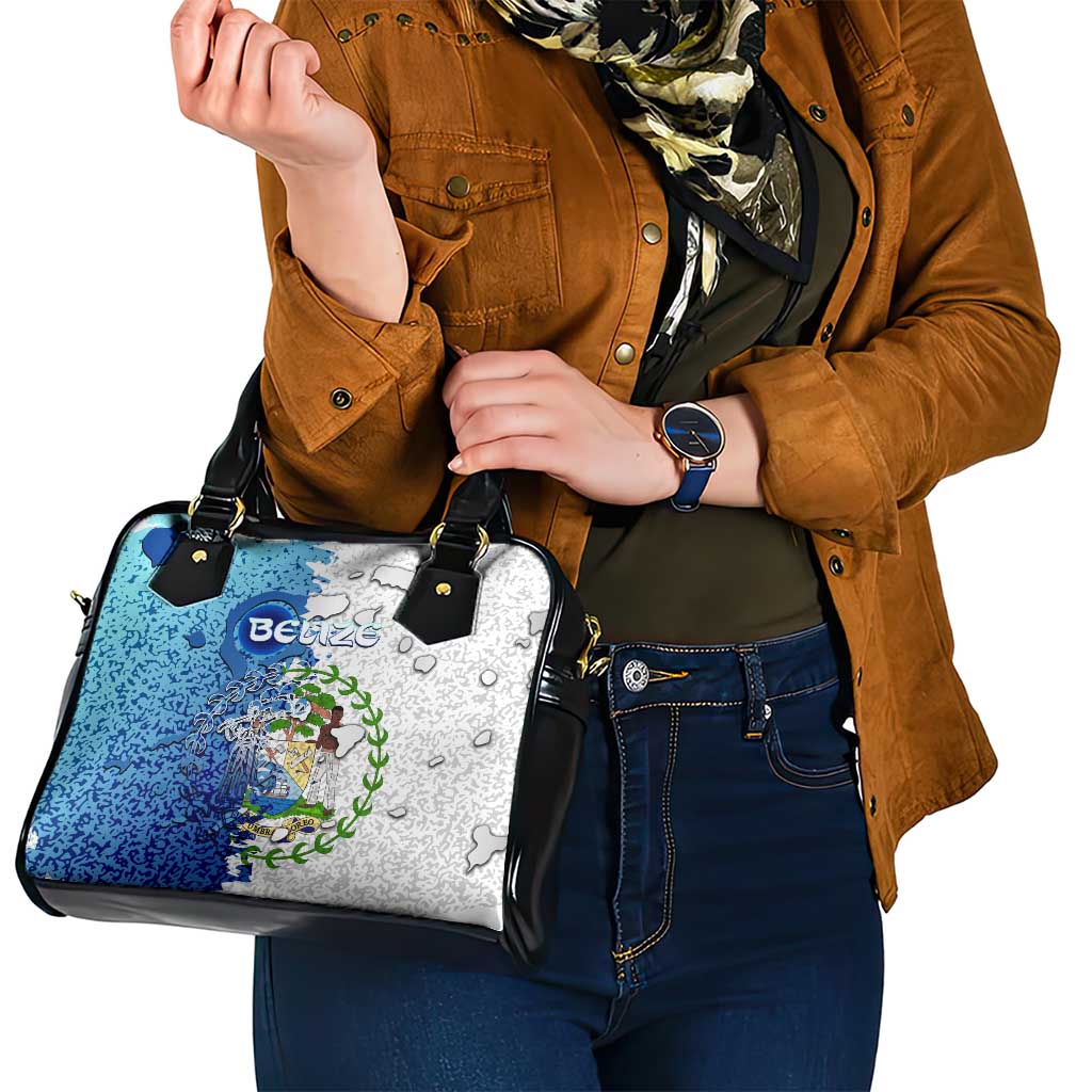 The Deep Heart Of Belize Shoulder Handbag Belize Abstract Heritage Ocean Blue Splash Art DT02