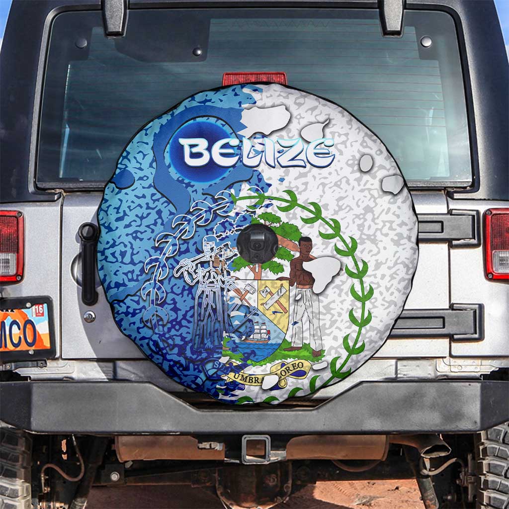 The Deep Heart Of Belize Spare Tire Cover Belize Abstract Heritage Ocean Blue Splash Art DT02