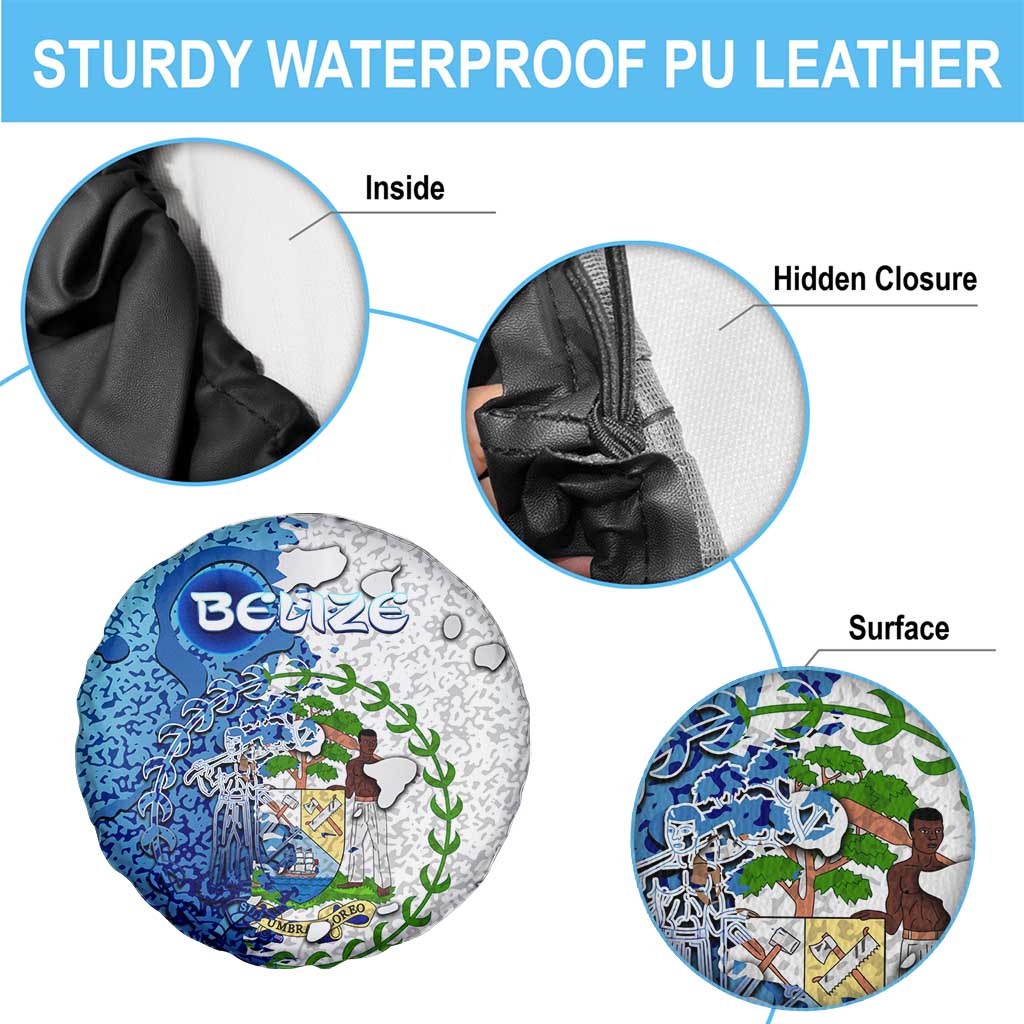 The Deep Heart Of Belize Spare Tire Cover Belize Abstract Heritage Ocean Blue Splash Art DT02