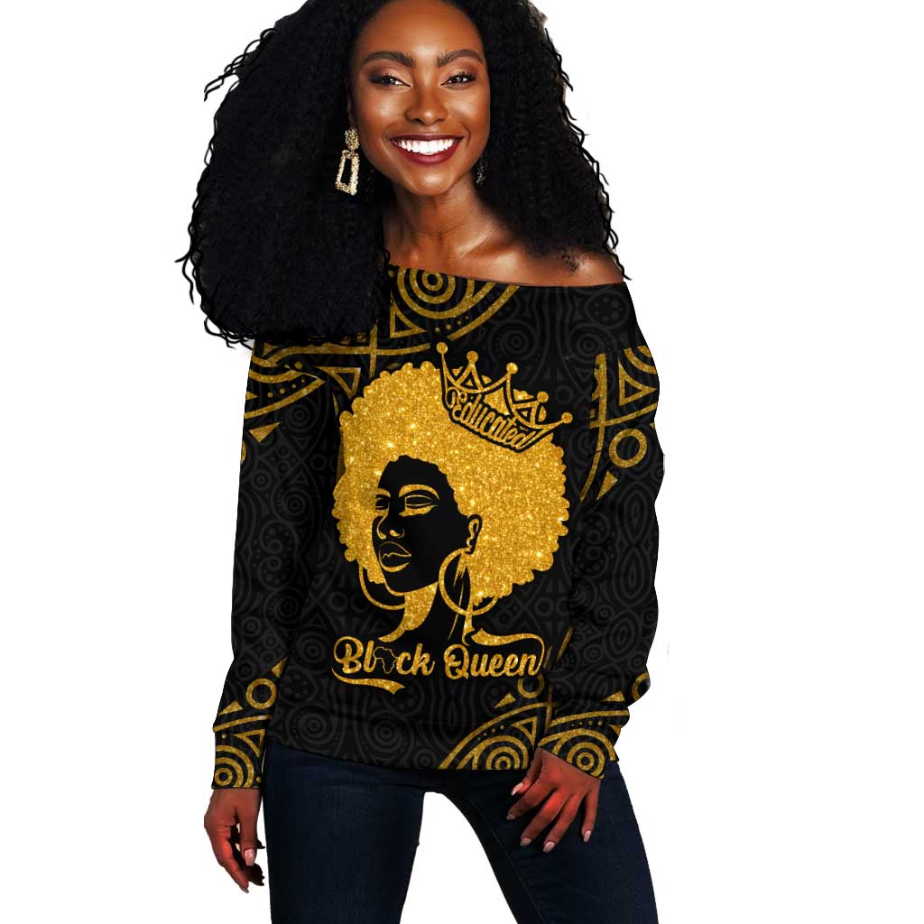 Educated Black Queen Off Shoulder Sweater African Women DT02