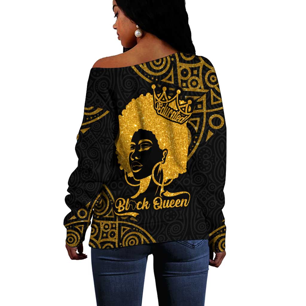Educated Black Queen Off Shoulder Sweater African Women DT02