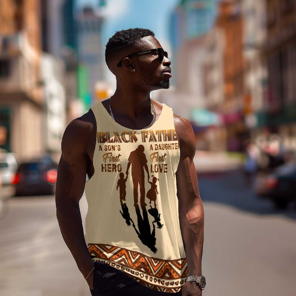 Black Father Men Tank Top African Father with Son and Daughter DT02
