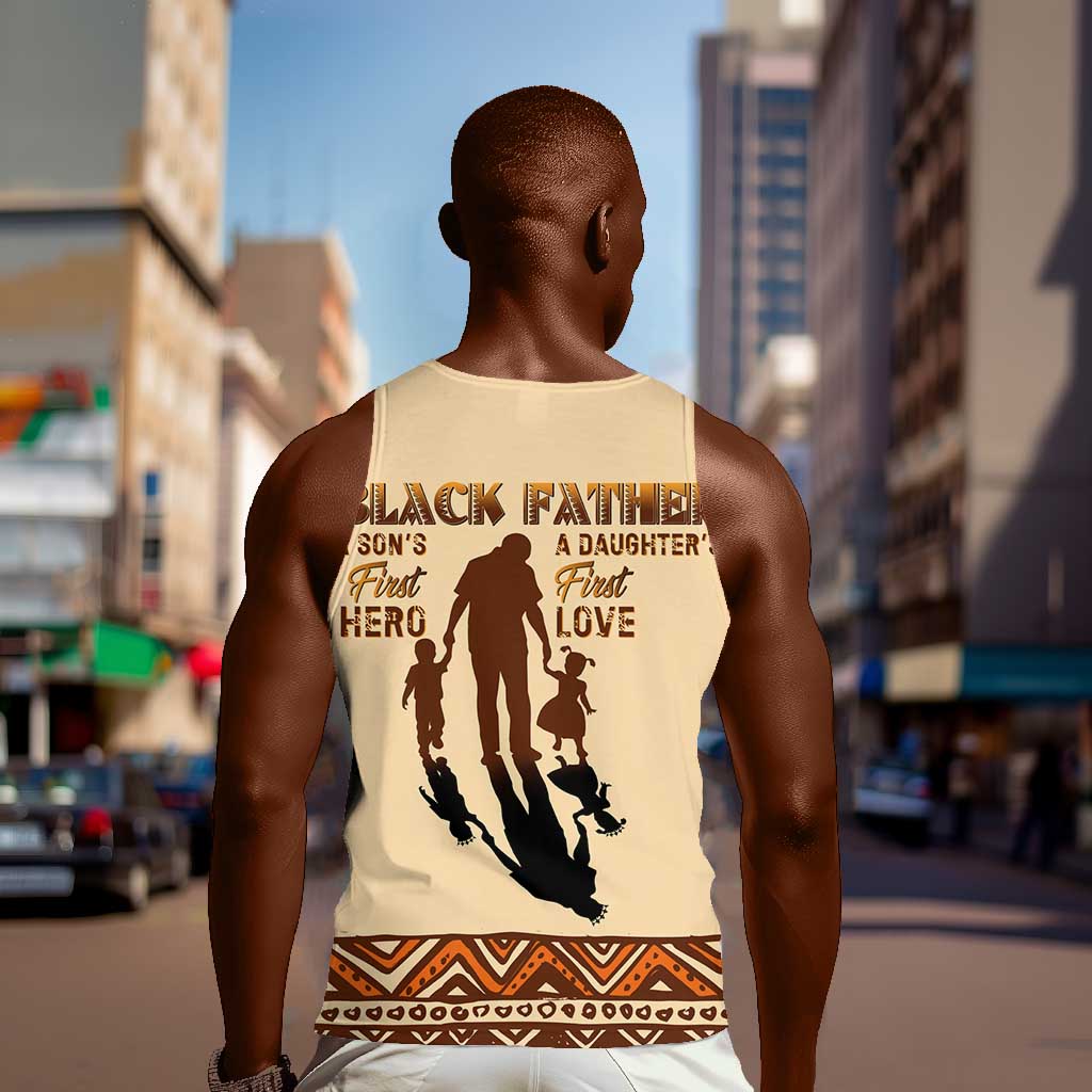 Black Father Men Tank Top African Father with Son and Daughter DT02