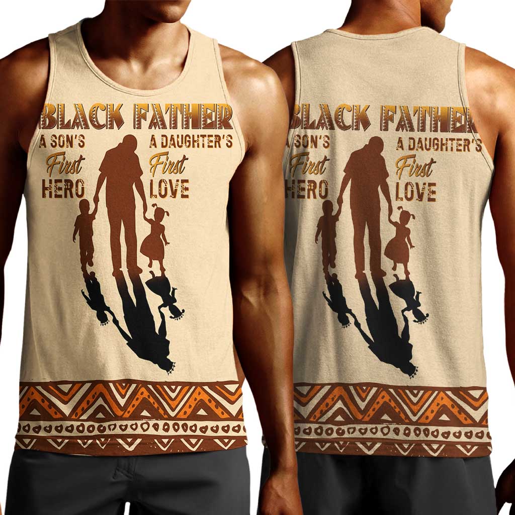 Black Father Men Tank Top African Father with Son and Daughter DT02