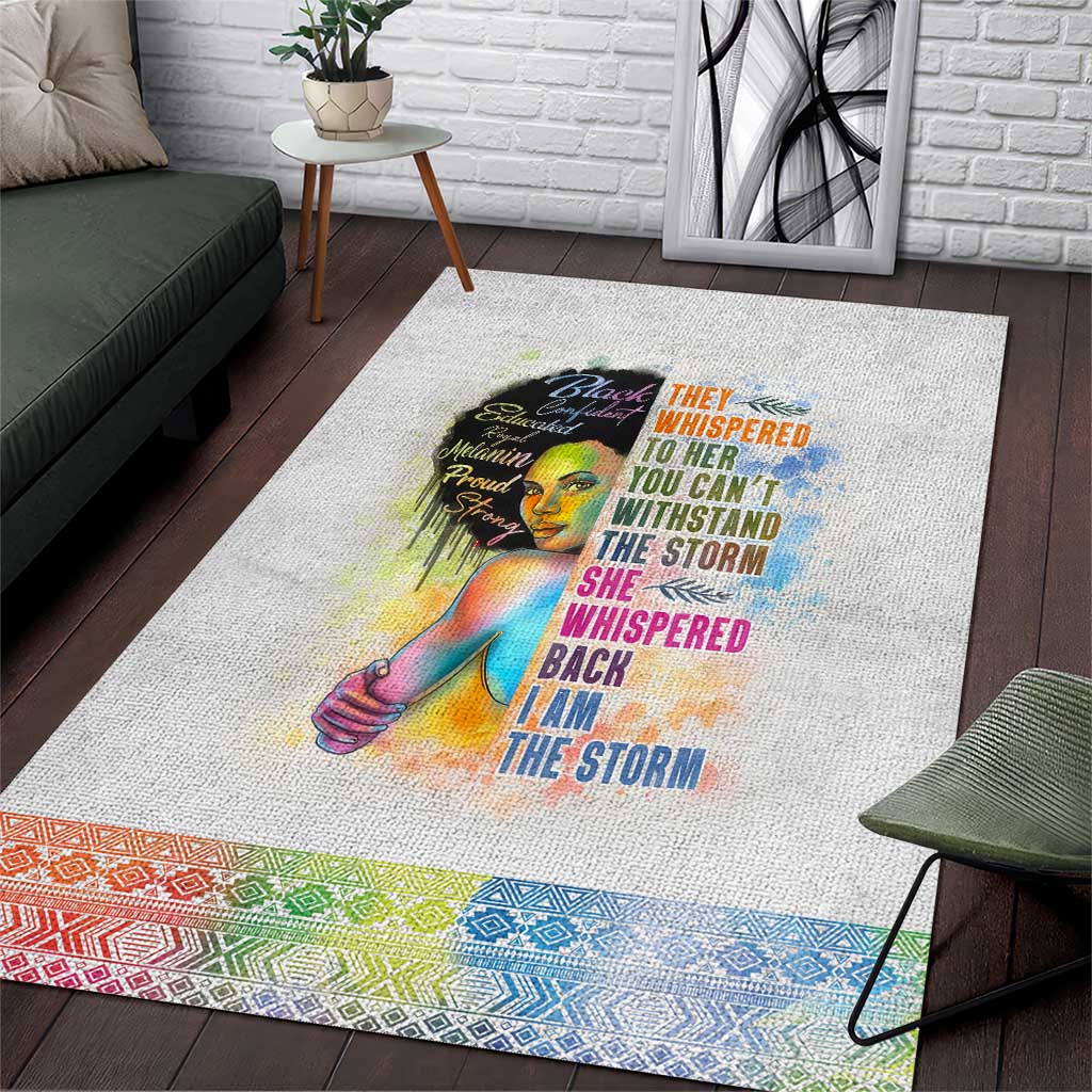 Black Girl I Am The Storm Area Rug African American Women DT02