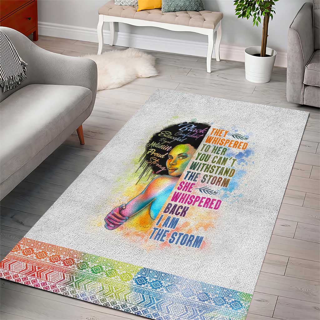 Black Girl I Am The Storm Area Rug African American Women DT02