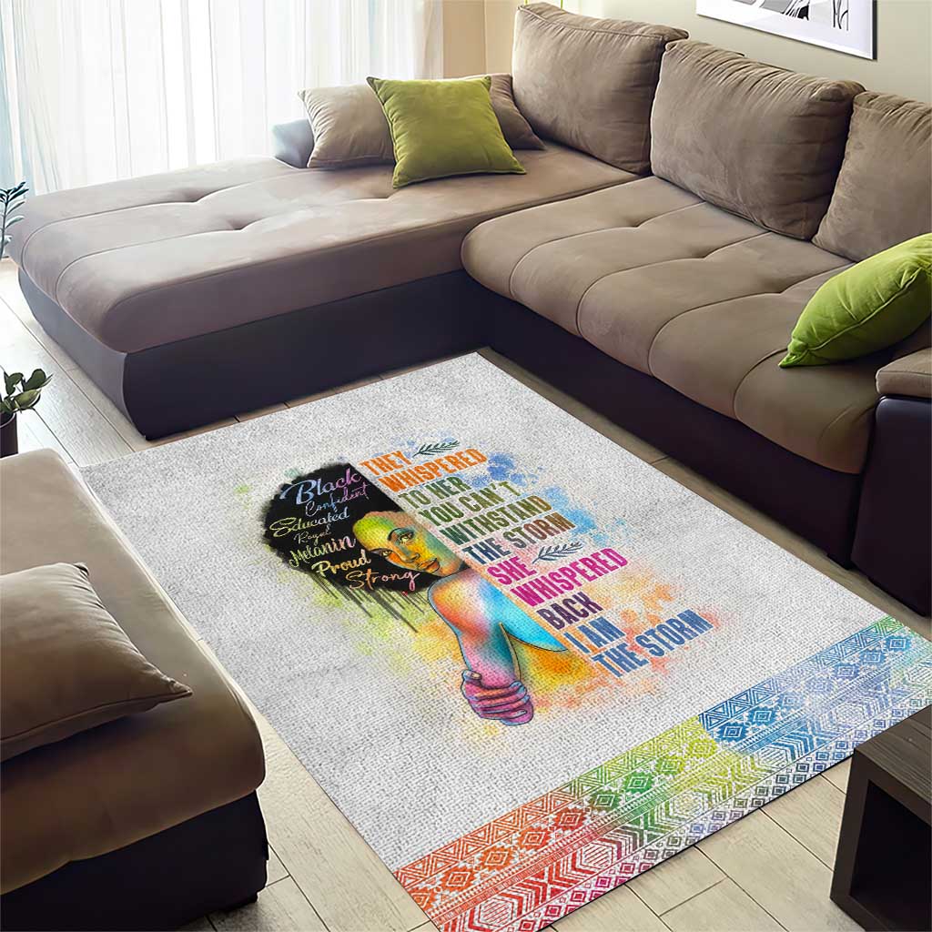 Black Girl I Am The Storm Area Rug African American Women DT02
