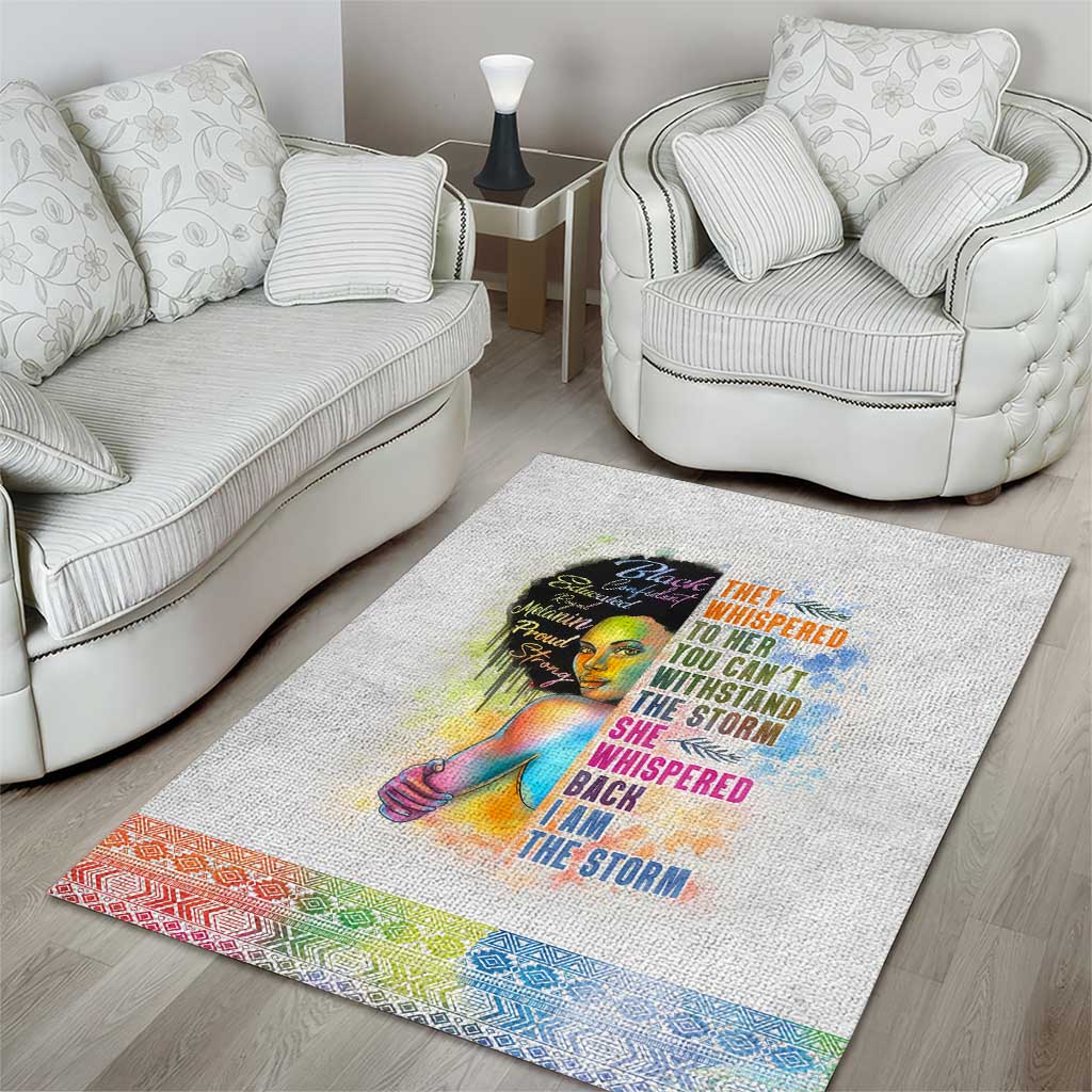 Black Girl I Am The Storm Area Rug African American Women DT02