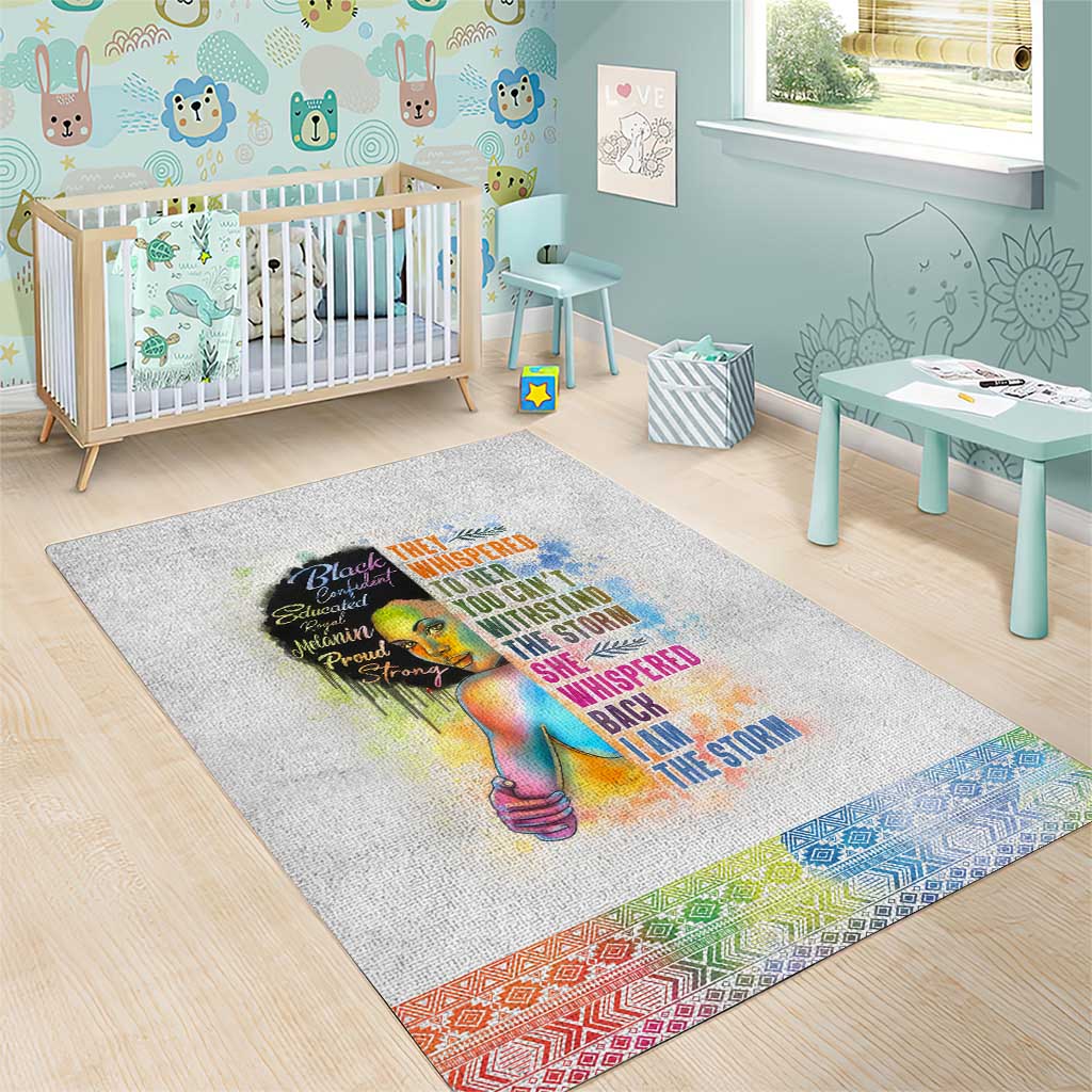 Black Girl I Am The Storm Area Rug African American Women DT02