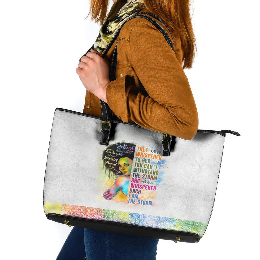 Black Girl I Am The Storm Leather Tote Bag African American Women DT02