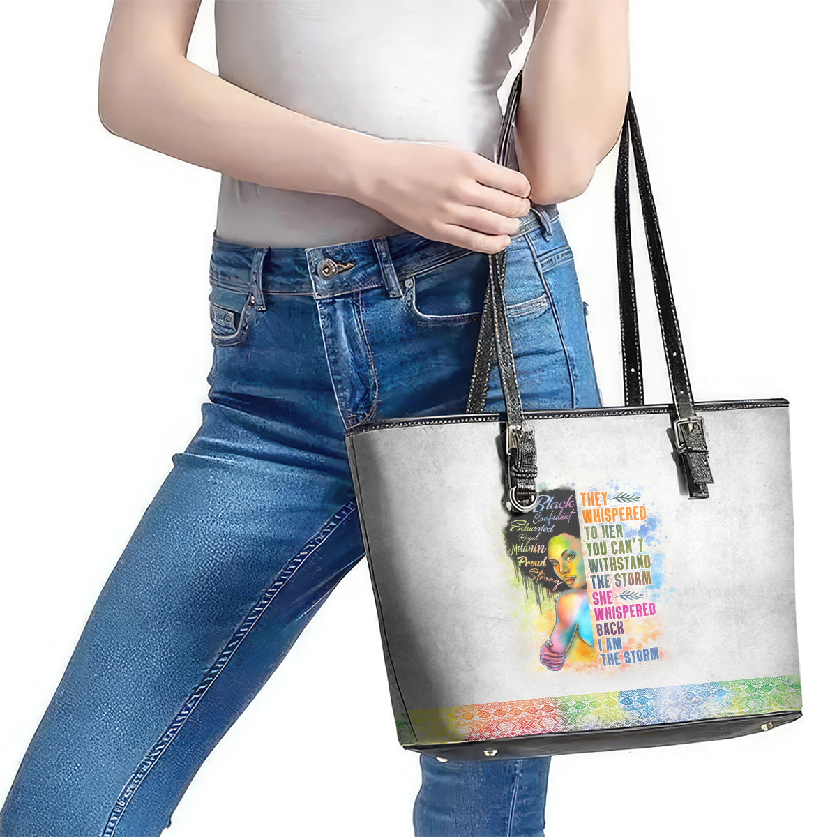 Black Girl I Am The Storm Leather Tote Bag African American Women DT02