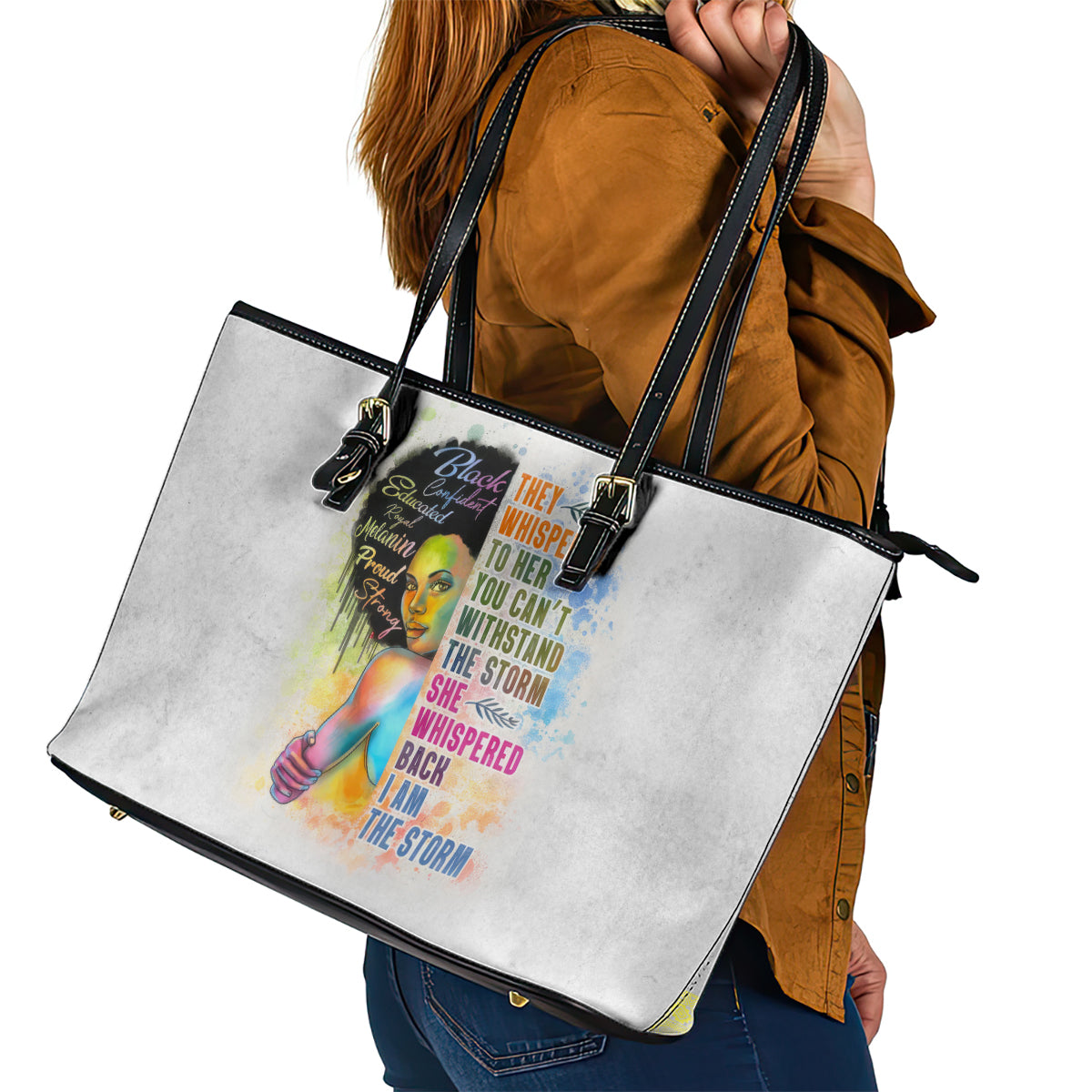 Black Girl I Am The Storm Leather Tote Bag African American Women DT02