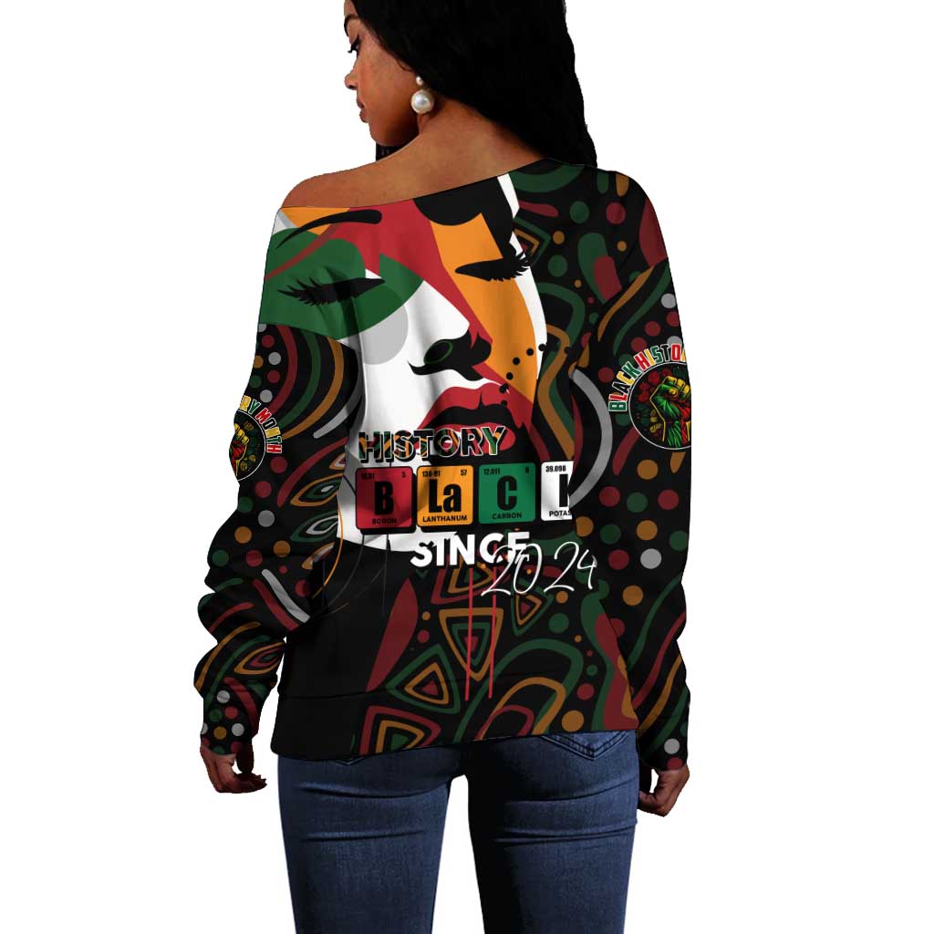 Personalized Black History Month Off Shoulder Sweater Since 2024 Chemistry Style DT02