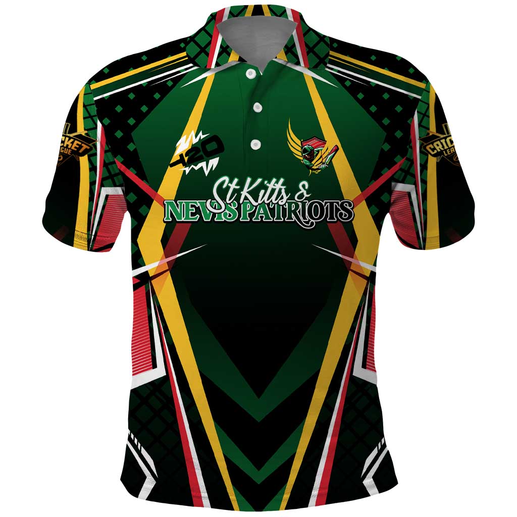 Personalised St Kitts and Nevis Cricket Patriots Polo Shirt Rising with Caribbean Battlefield DT02