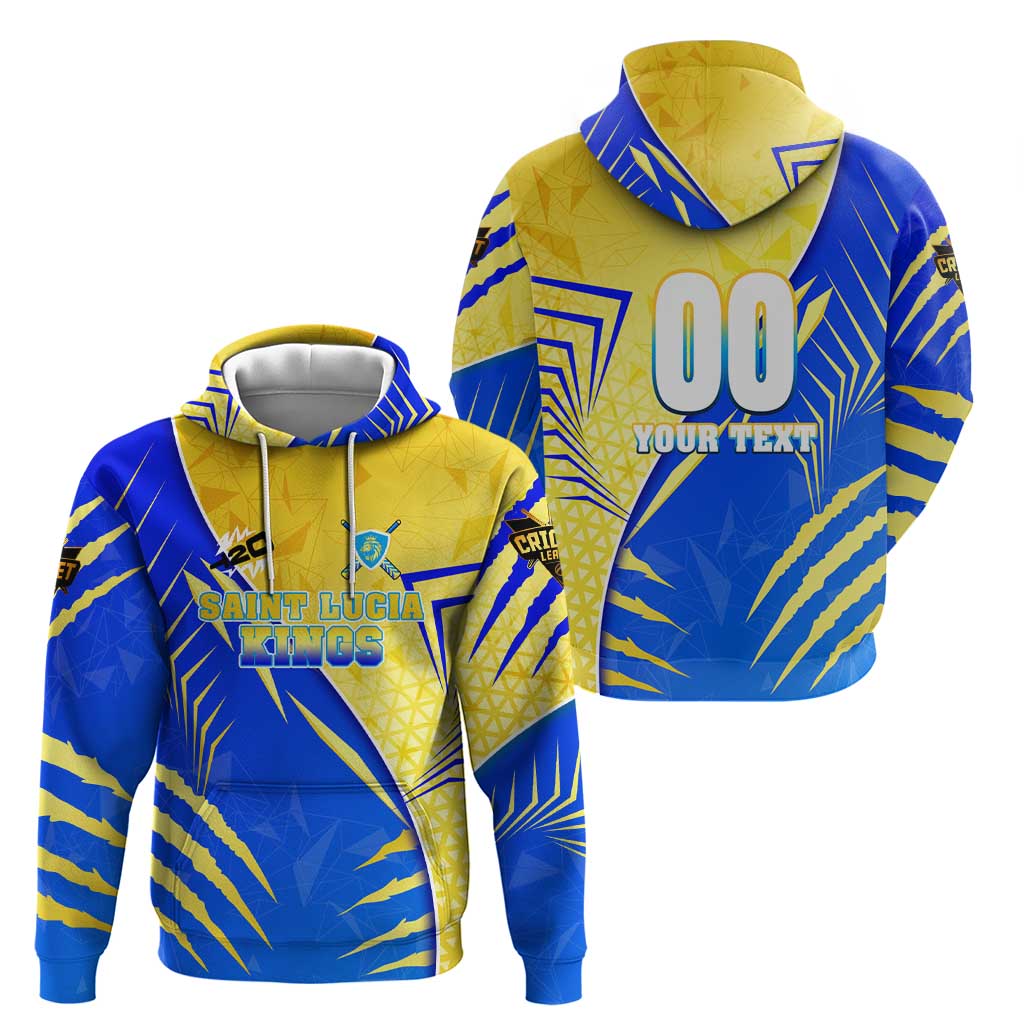 Personalised Saint Lucia Cricket Kings Hoodie Abstract Energy Style DT02