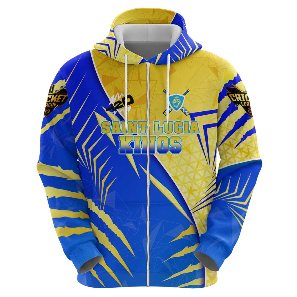 Personalised Saint Lucia Cricket Kings Hoodie Abstract Energy Style DT02