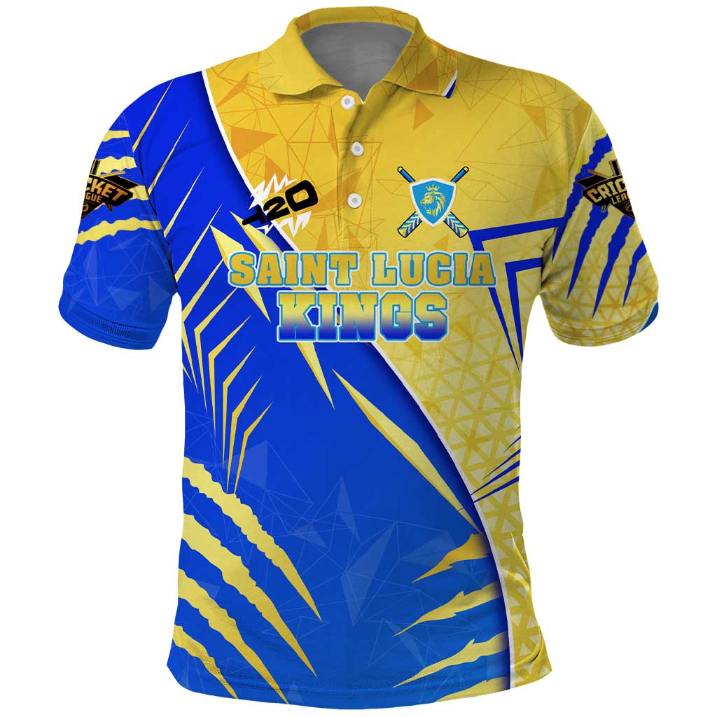 Personalised Saint Lucia Cricket Kings Polo Shirt Abstract Energy Style DT02
