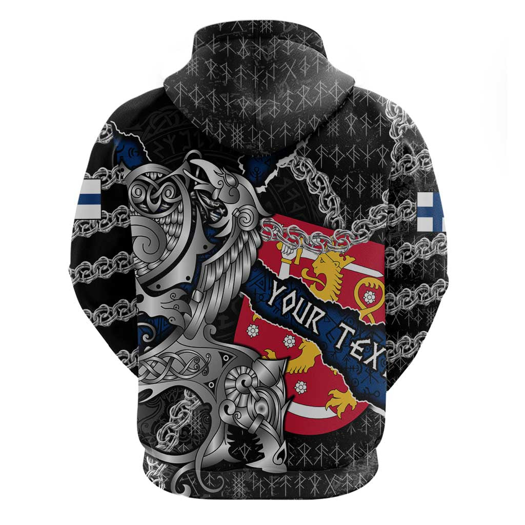 Personalized Finland Vikings Hoodie Nordic Lion Bound in Runes and Chains DT02
