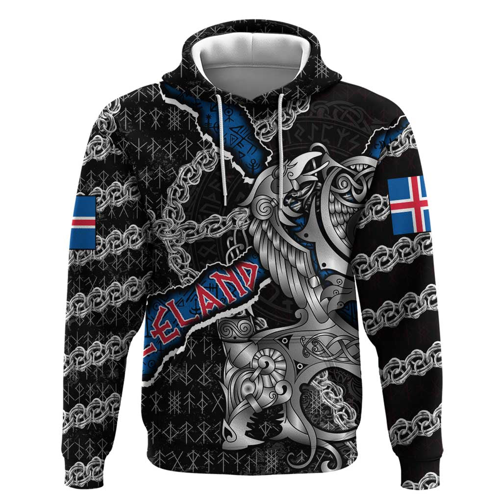 Personalized Iceland Vikings Hoodie Nordic Lion Bound in Runes and Chains DT02
