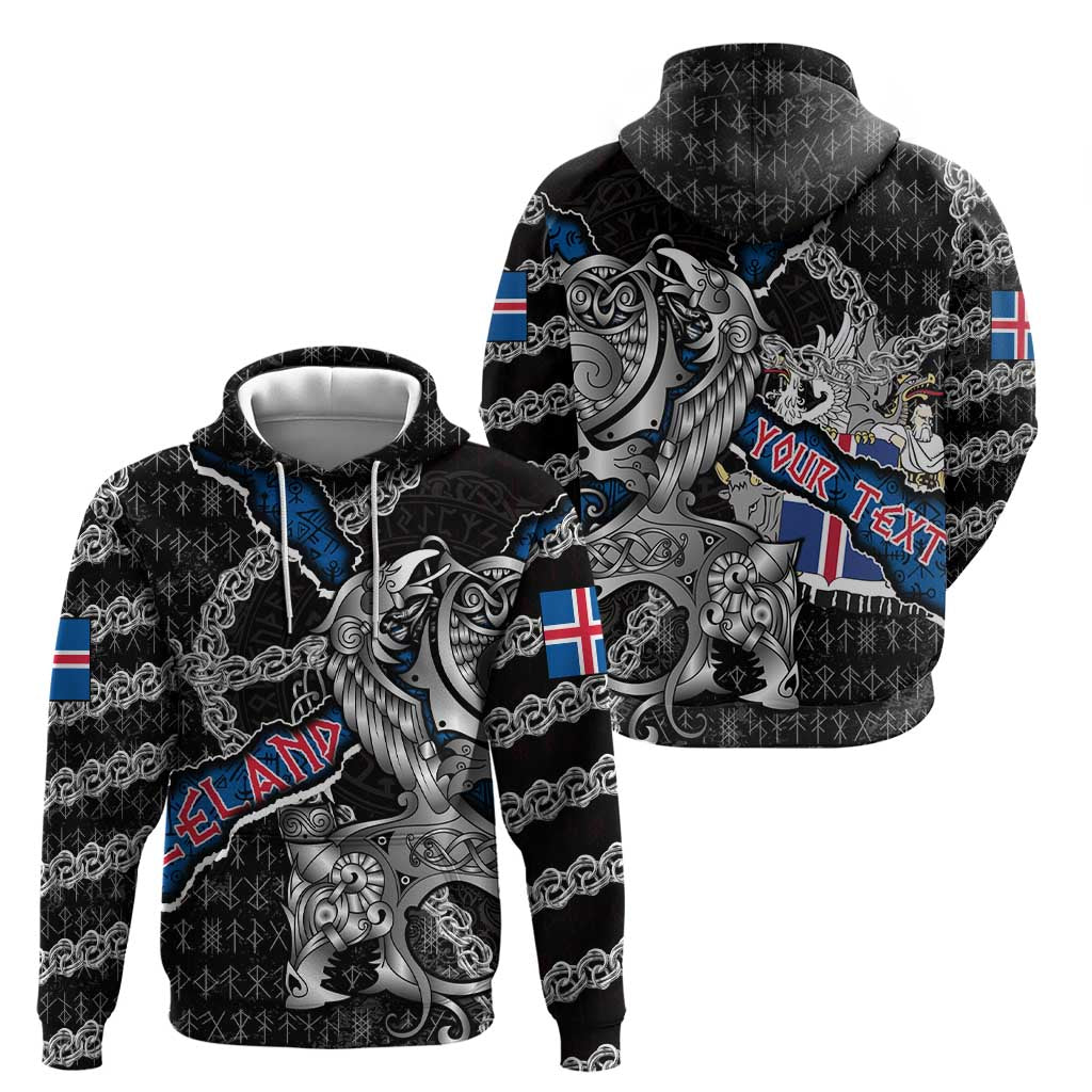 Personalized Iceland Vikings Hoodie Nordic Lion Bound in Runes and Chains DT02