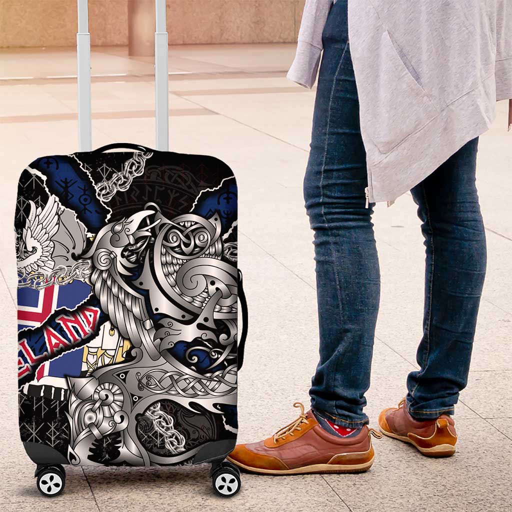 Iceland Vikings Luggage Cover Nordic Lion Bound in Runes and Chains DT02