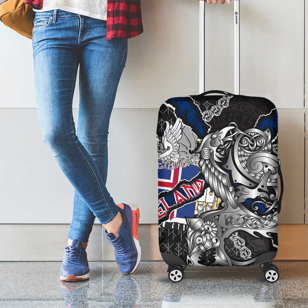 Iceland Vikings Luggage Cover Nordic Lion Bound in Runes and Chains DT02