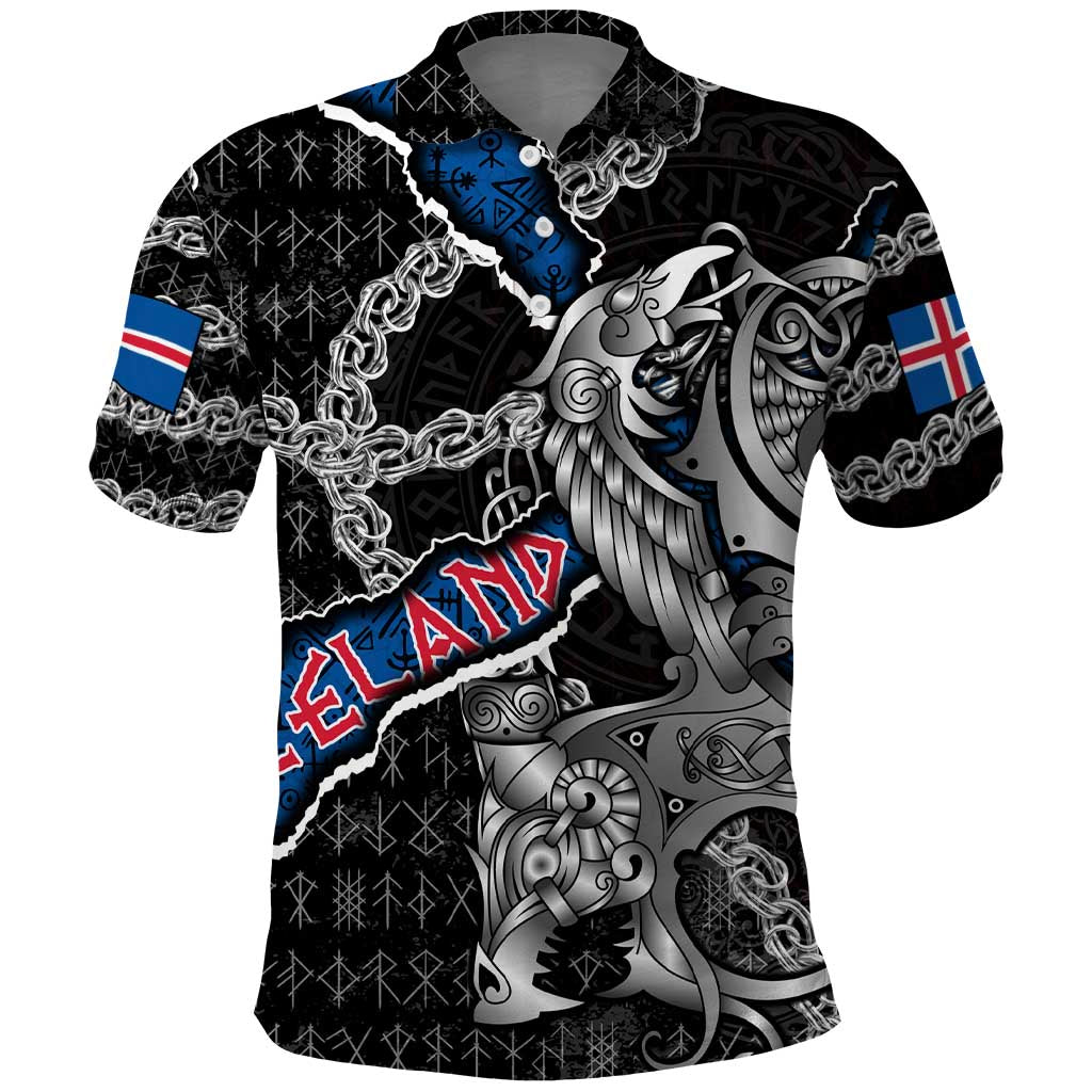 Personalized Iceland Vikings Polo Shirt Nordic Lion Bound in Runes and Chains DT02