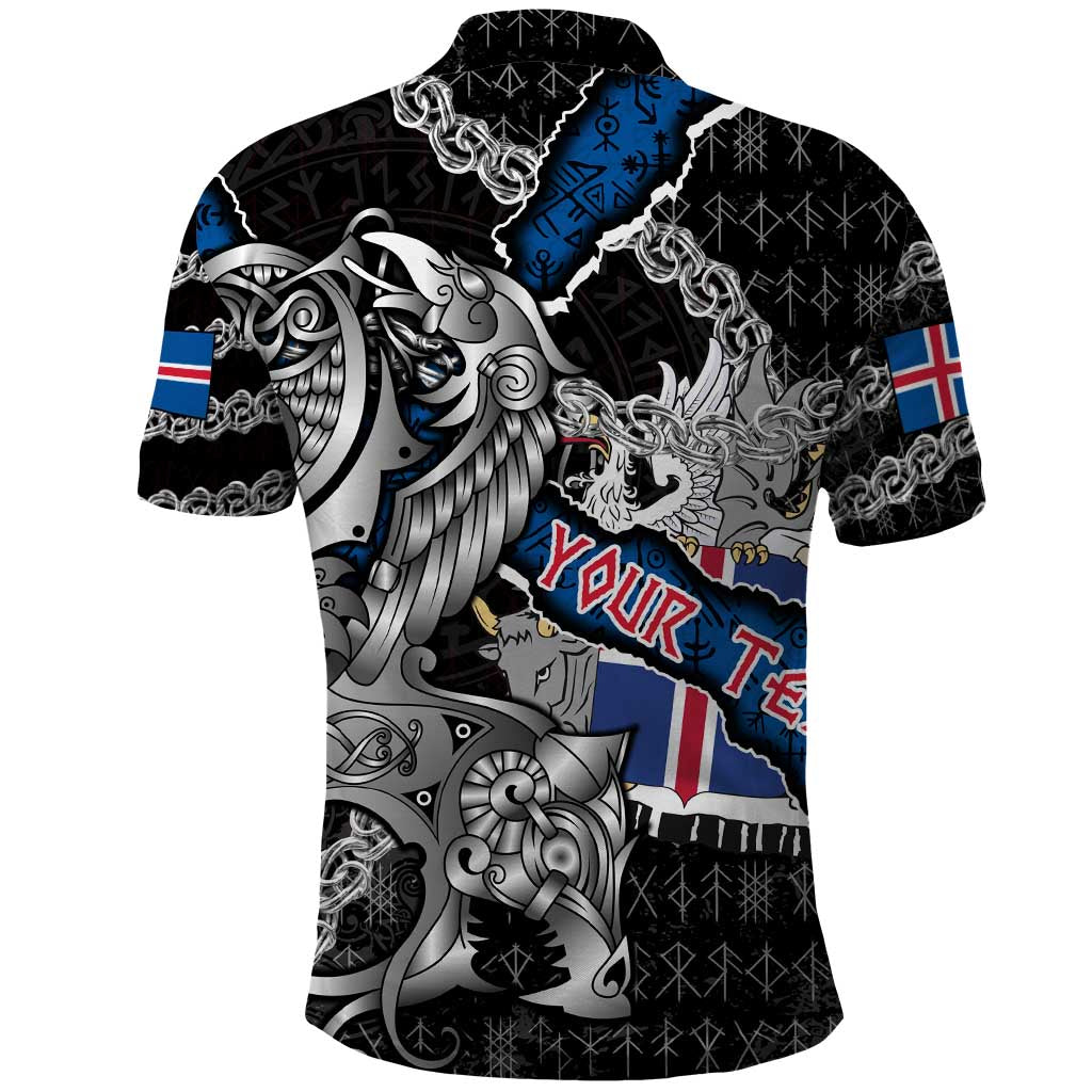 Personalized Iceland Vikings Polo Shirt Nordic Lion Bound in Runes and Chains DT02