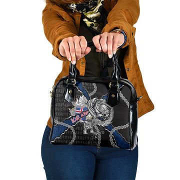 Iceland Vikings Shoulder Handbag Nordic Lion Bound in Runes and Chains DT02