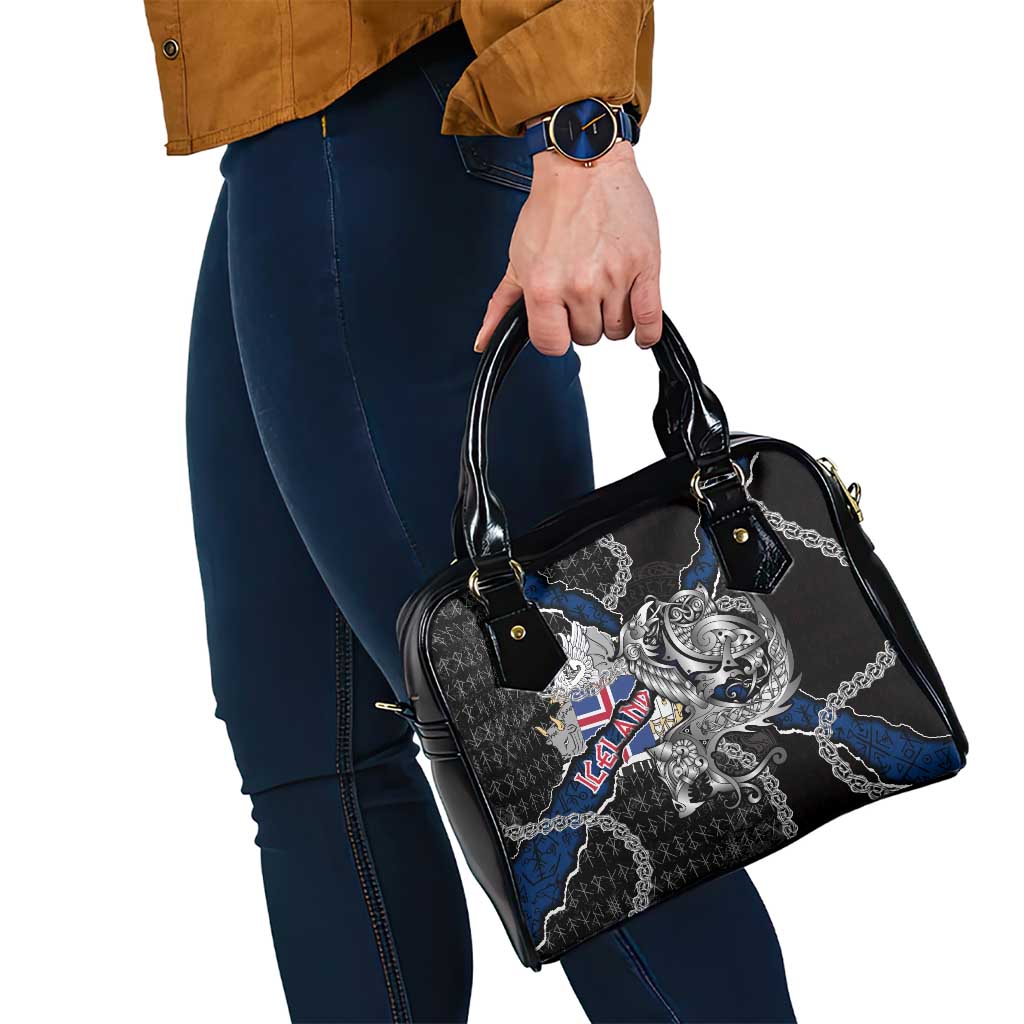 Iceland Vikings Shoulder Handbag Nordic Lion Bound in Runes and Chains DT02