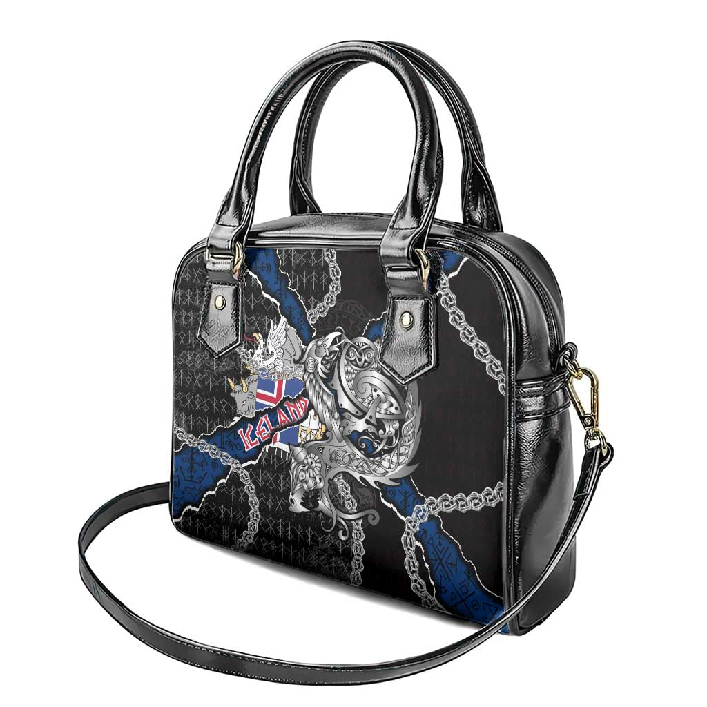 Iceland Vikings Shoulder Handbag Nordic Lion Bound in Runes and Chains DT02