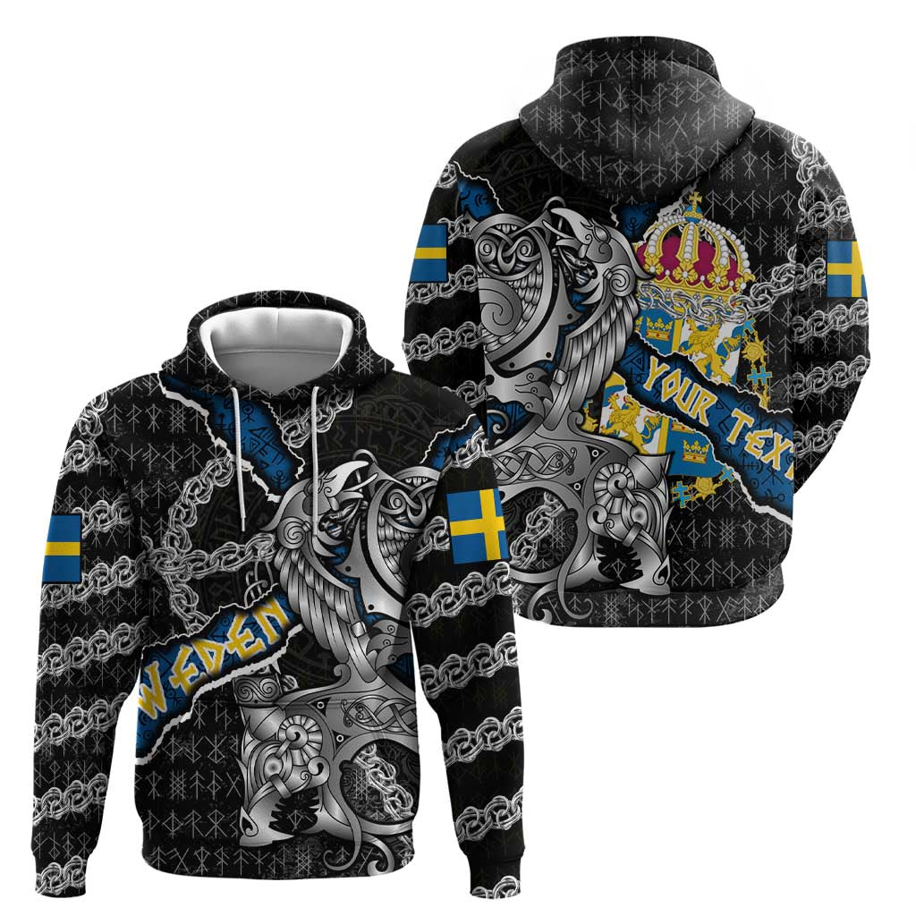 Personalized Sweden Vikings Hoodie Nordic Lion Bound in Runes and Chains DT02