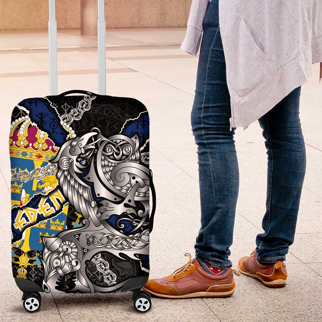Sweden Vikings Luggage Cover Nordic Lion Bound in Runes and Chains DT02