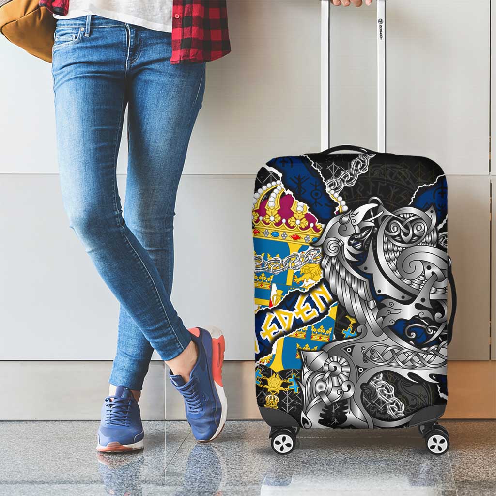 Sweden Vikings Luggage Cover Nordic Lion Bound in Runes and Chains DT02
