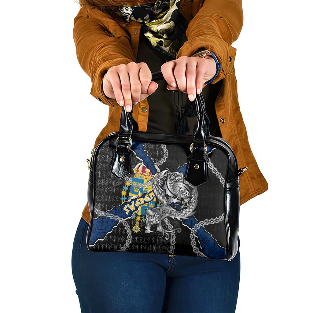 Sweden Vikings Shoulder Handbag Nordic Lion Bound in Runes and Chains DT02