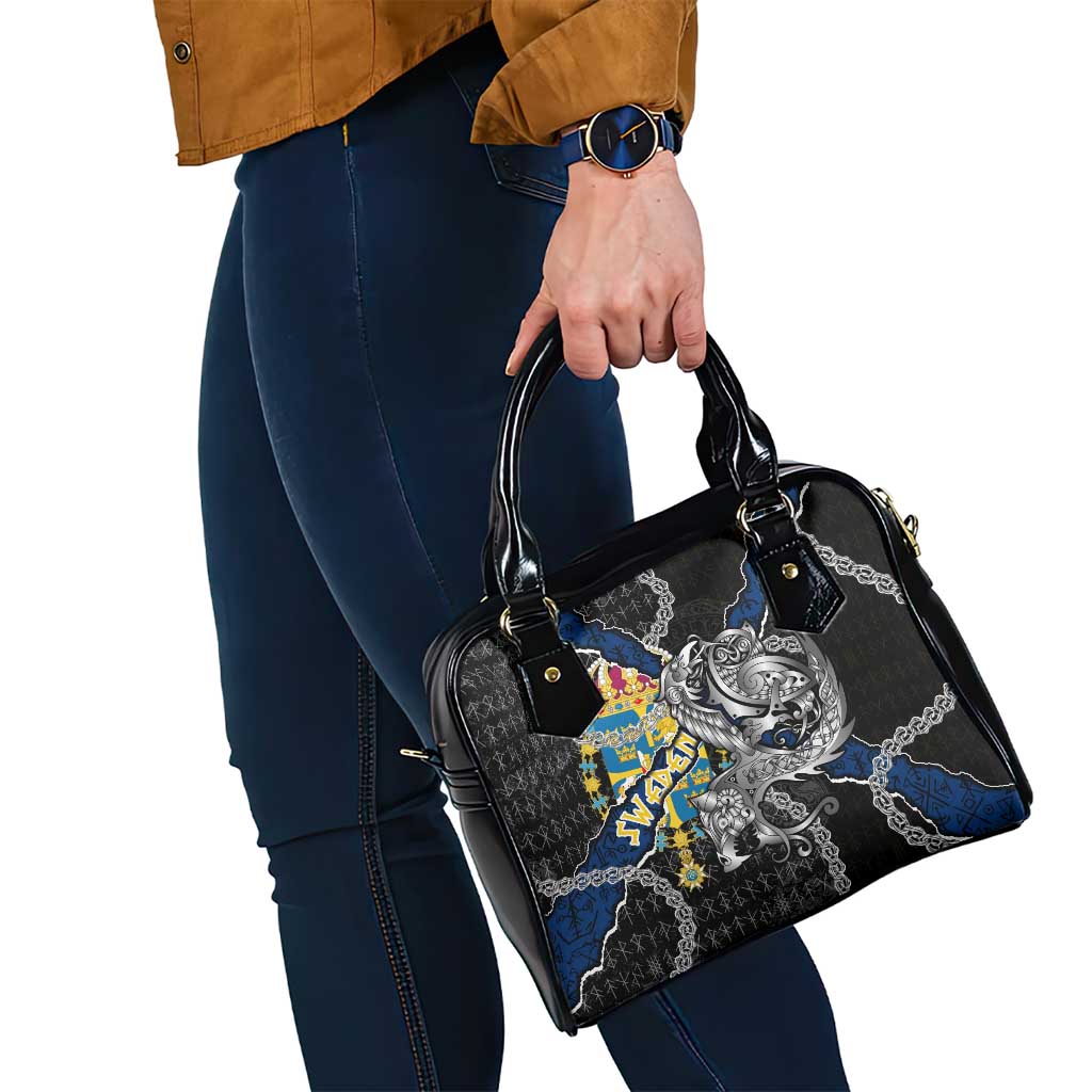 Sweden Vikings Shoulder Handbag Nordic Lion Bound in Runes and Chains DT02