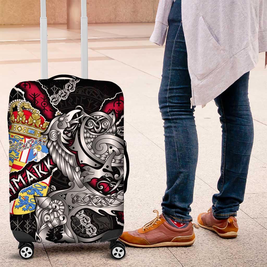 Denmark Vikings Luggage Cover Nordic Lion Bound in Runes and Chains DT02