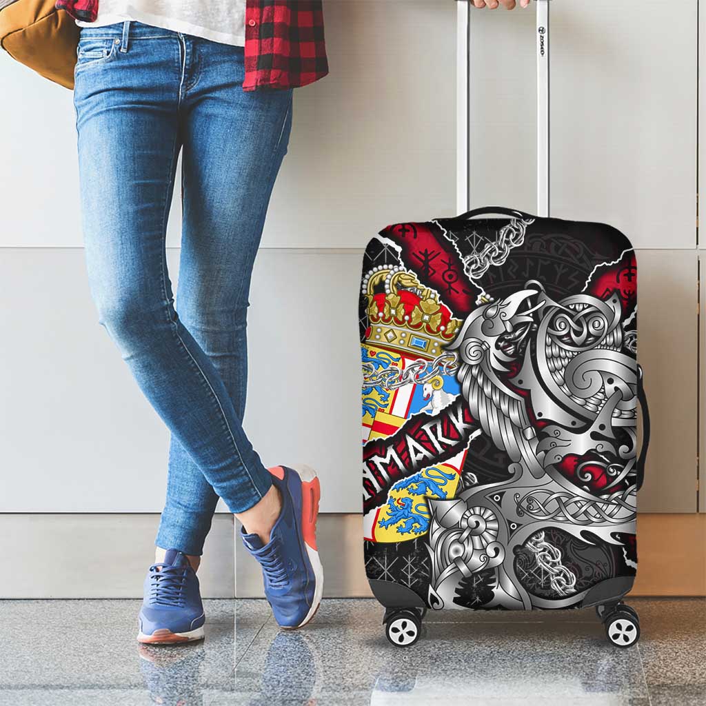 Denmark Vikings Luggage Cover Nordic Lion Bound in Runes and Chains DT02