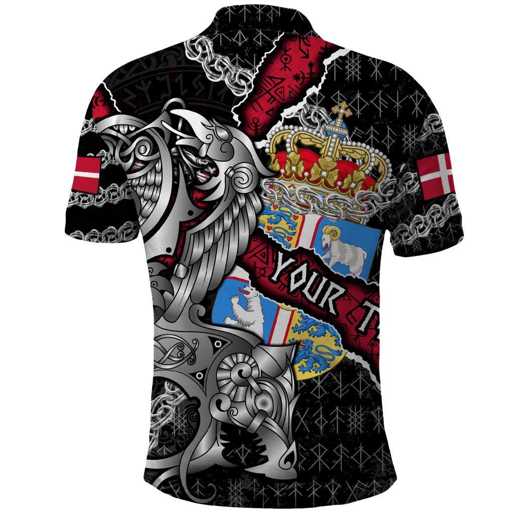 Personalized Denmark Vikings Polo Shirt Nordic Lion Bound in Runes and Chains DT02