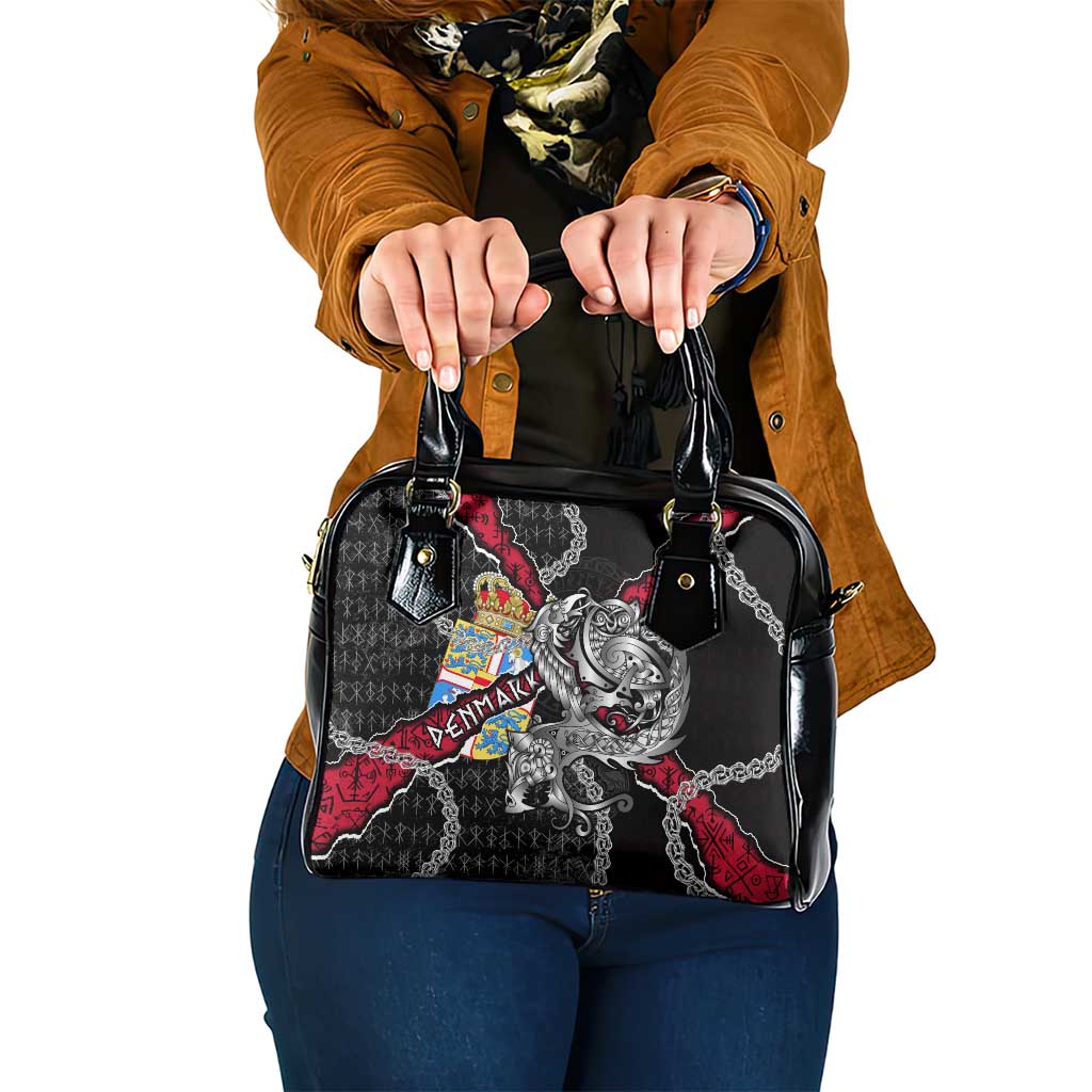 Denmark Vikings Shoulder Handbag Nordic Lion Bound in Runes and Chains DT02