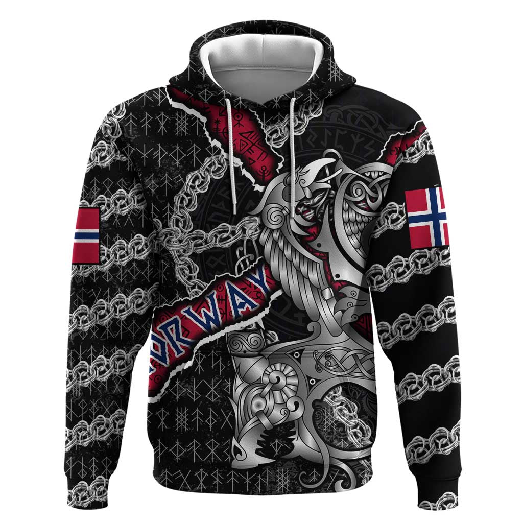 Personalized Norway Vikings Hoodie Nordic Lion Bound in Runes and Chains DT02