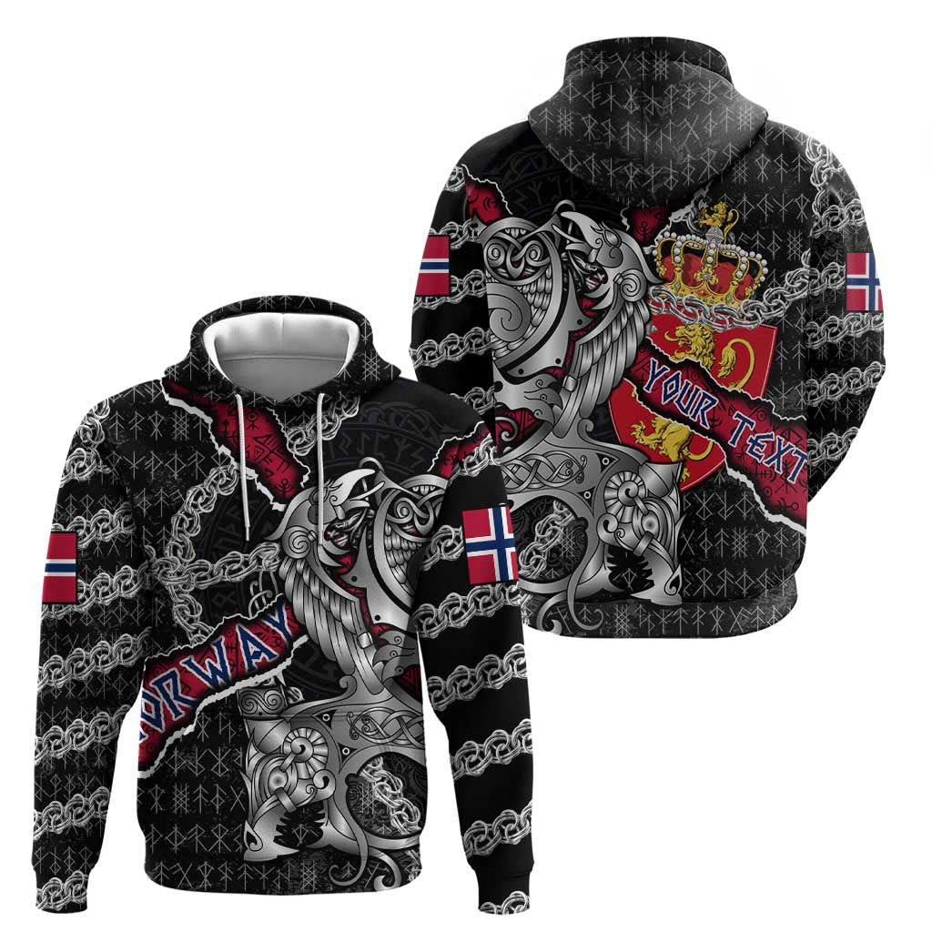 Personalized Norway Vikings Hoodie Nordic Lion Bound in Runes and Chains DT02