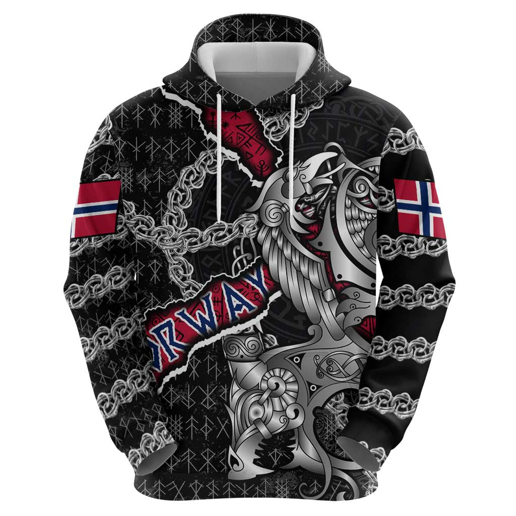 Personalized Norway Vikings Hoodie Nordic Lion Bound in Runes and Chains DT02