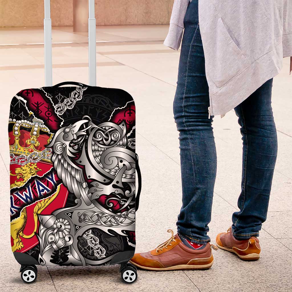 Norway Vikings Luggage Cover Nordic Lion Bound in Runes and Chains DT02